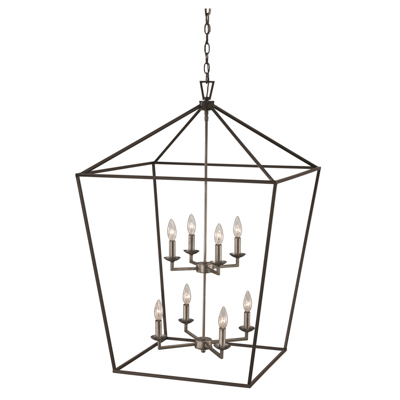 Trans Globe Lighting 10265 PC/BK Lacey 26" Indoor Polished Chrome and Black Colonial Pendant